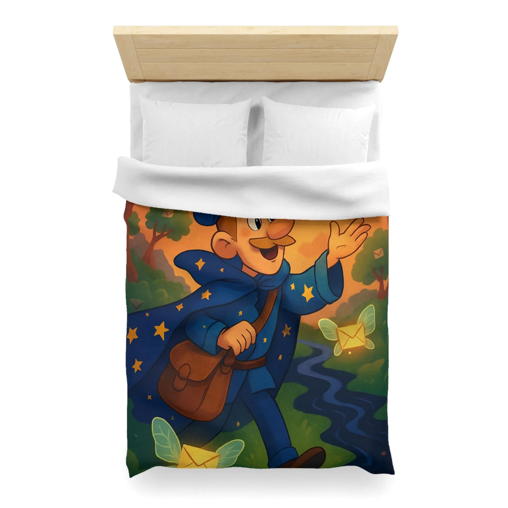 Housse de Couette Enfantine Magique Forêt Ambiance Nocturne Étoiles Arborées Postier Joyeux