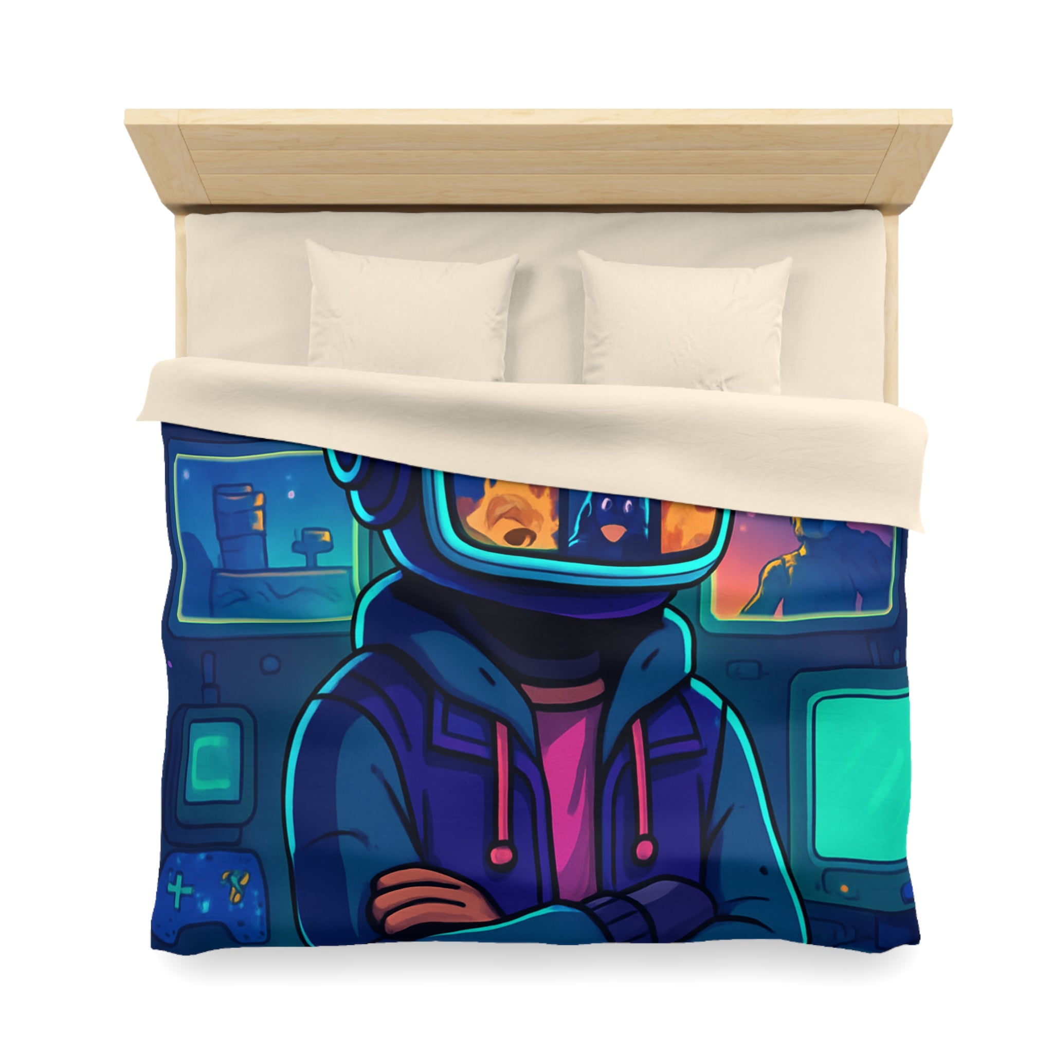 Plongée En Épopée Virtuelle Avec Dessins Animés Futuristes Pour Housse De Couette