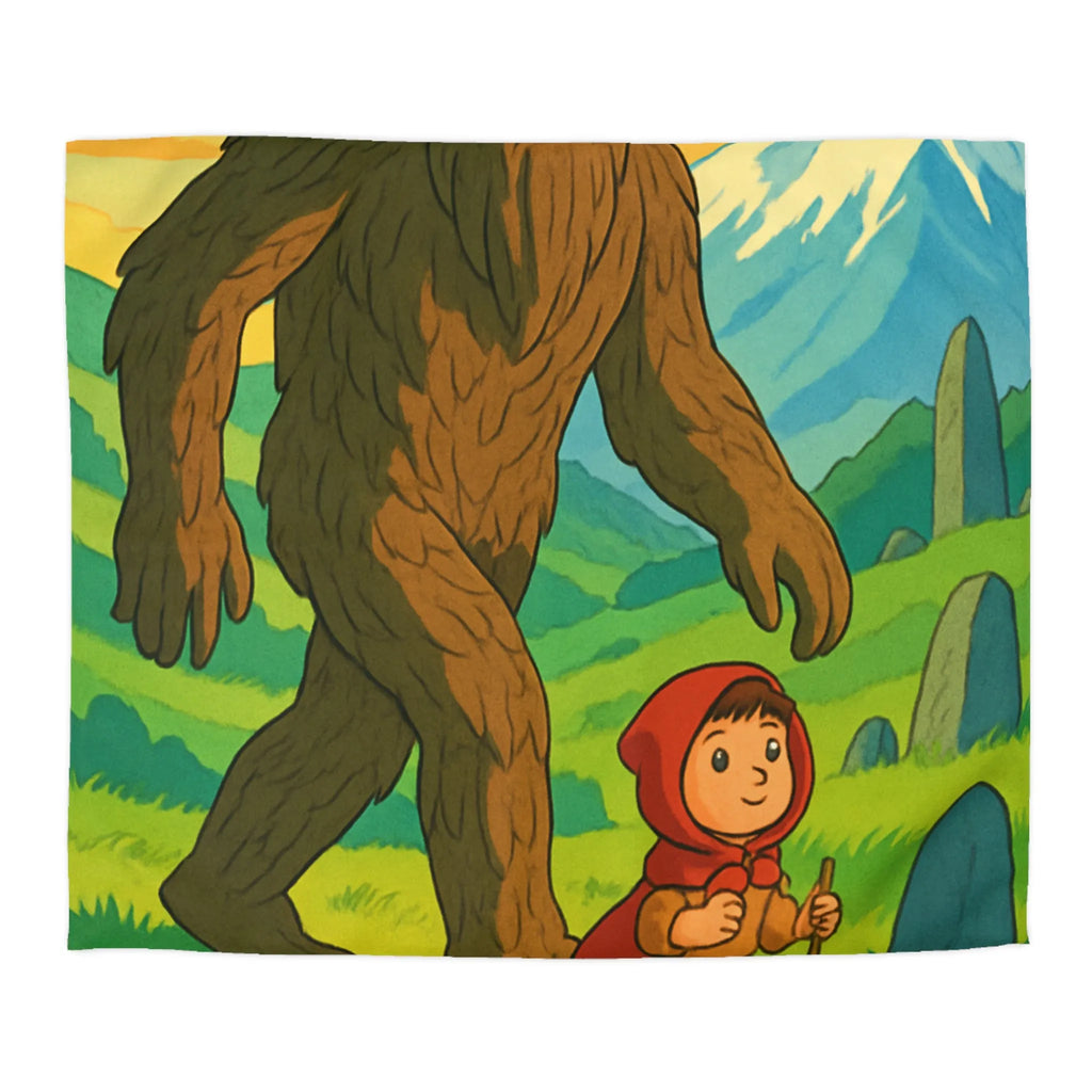 Housse de Couette Magique avec Créature Forestière et Enfant à la Cape Rouge