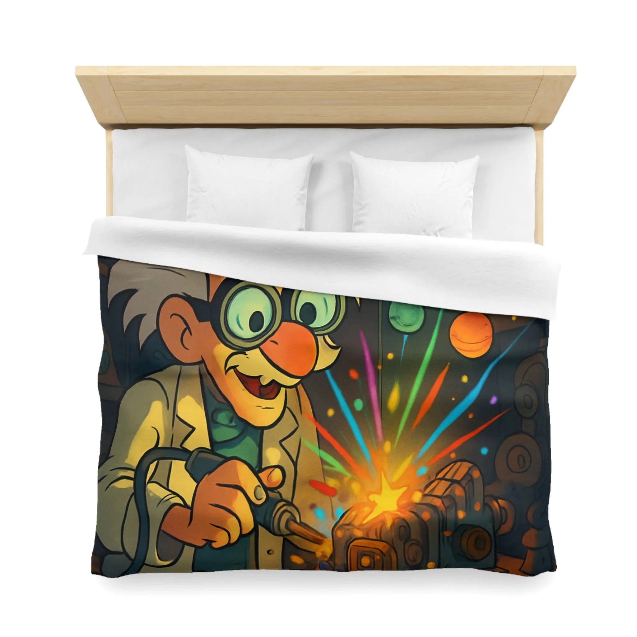 Housse de Couette Cosmos Inventeur Fantastique avec Planètes et Robot Mignon