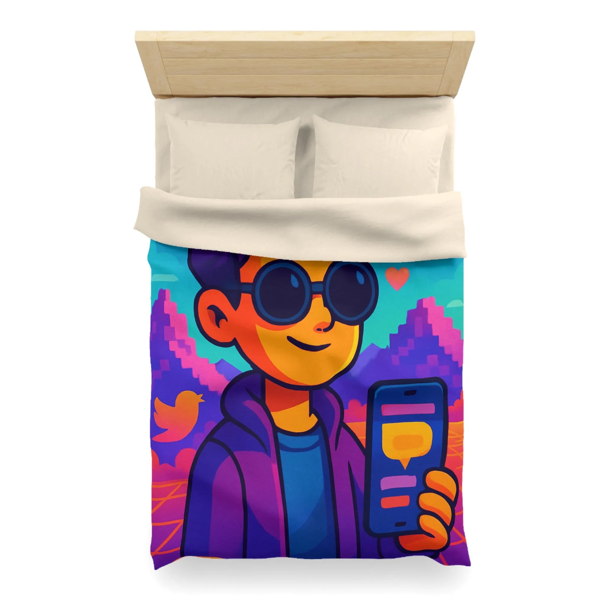 Housse de Couette Idéale pour Chambre Moderne avec Motifs Numériques Abstraits et Colorés