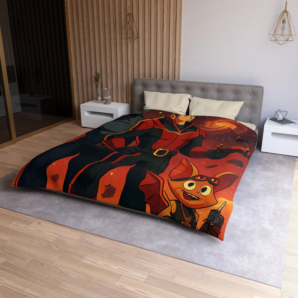 Housse de couette galactique avec héros cosmiques pour chambre d'enfant inspirante et colorée