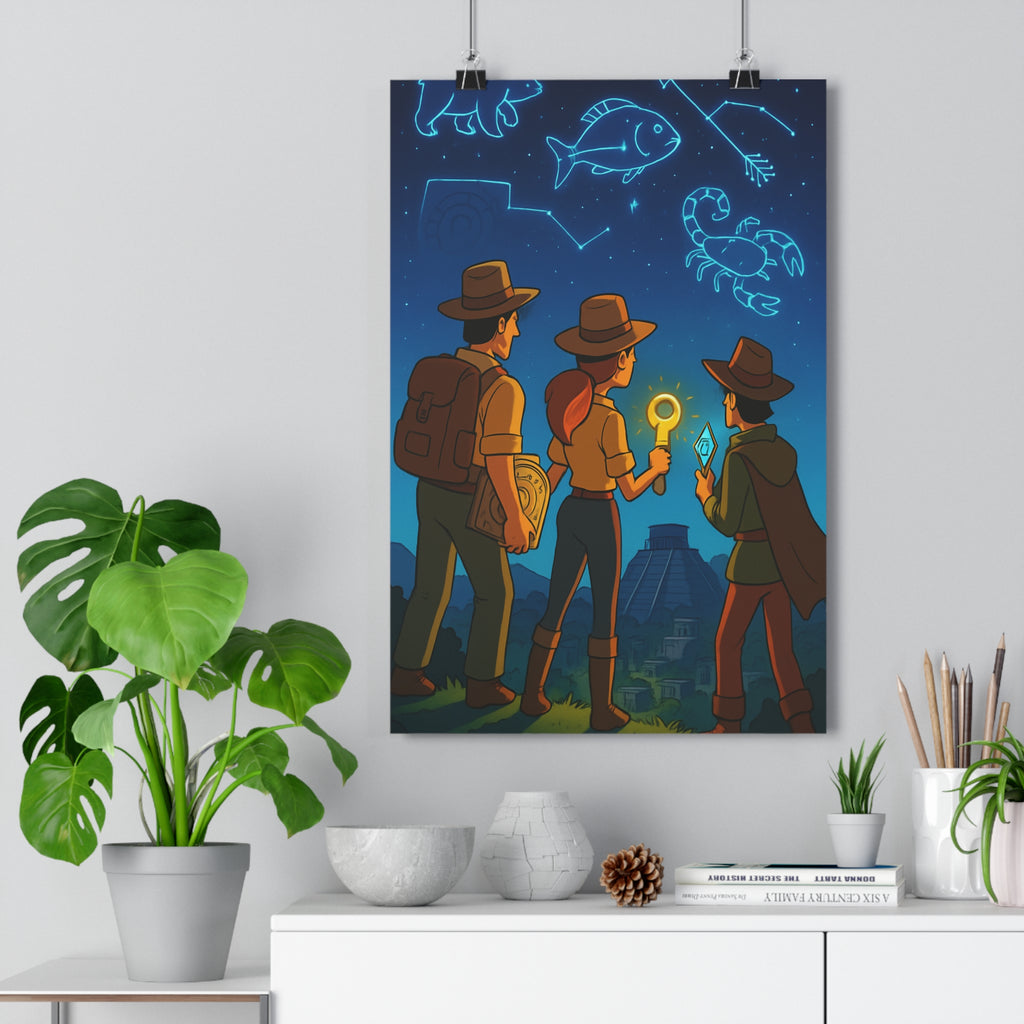 Poster décoratif anime mystique aventure explorateurs étoiles constellations lumineux chambre bureau format 30x46 cm