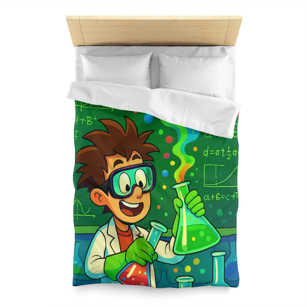 Housse de couette colorée pour enfants avec motif laboratoire scientifique amusant et éducatif