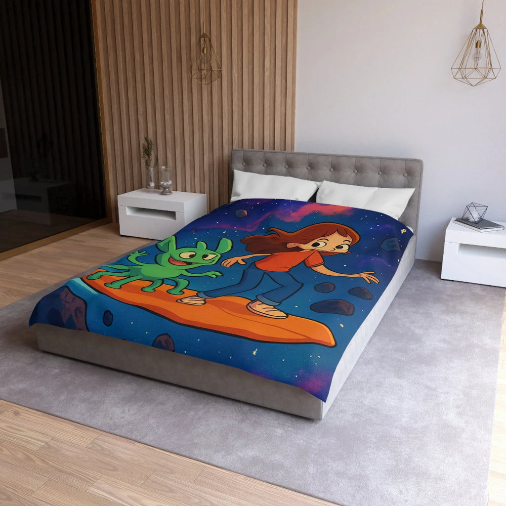 Explorez l’univers avec cette housse de couette lumineuse pour enfants, style aventure cosmique