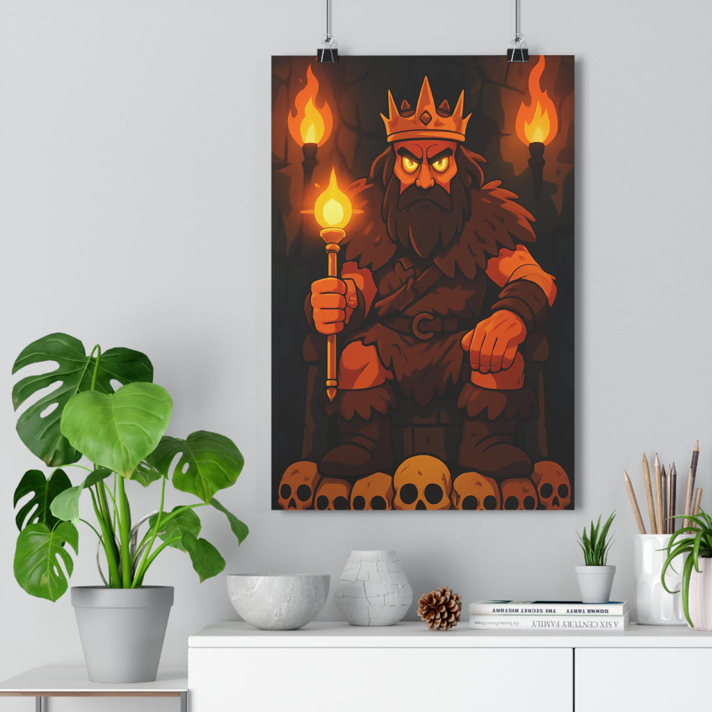 Poster décoratif gothique sombre mystérieux animé terreux doré trône couronne crânes salon bureau qualité