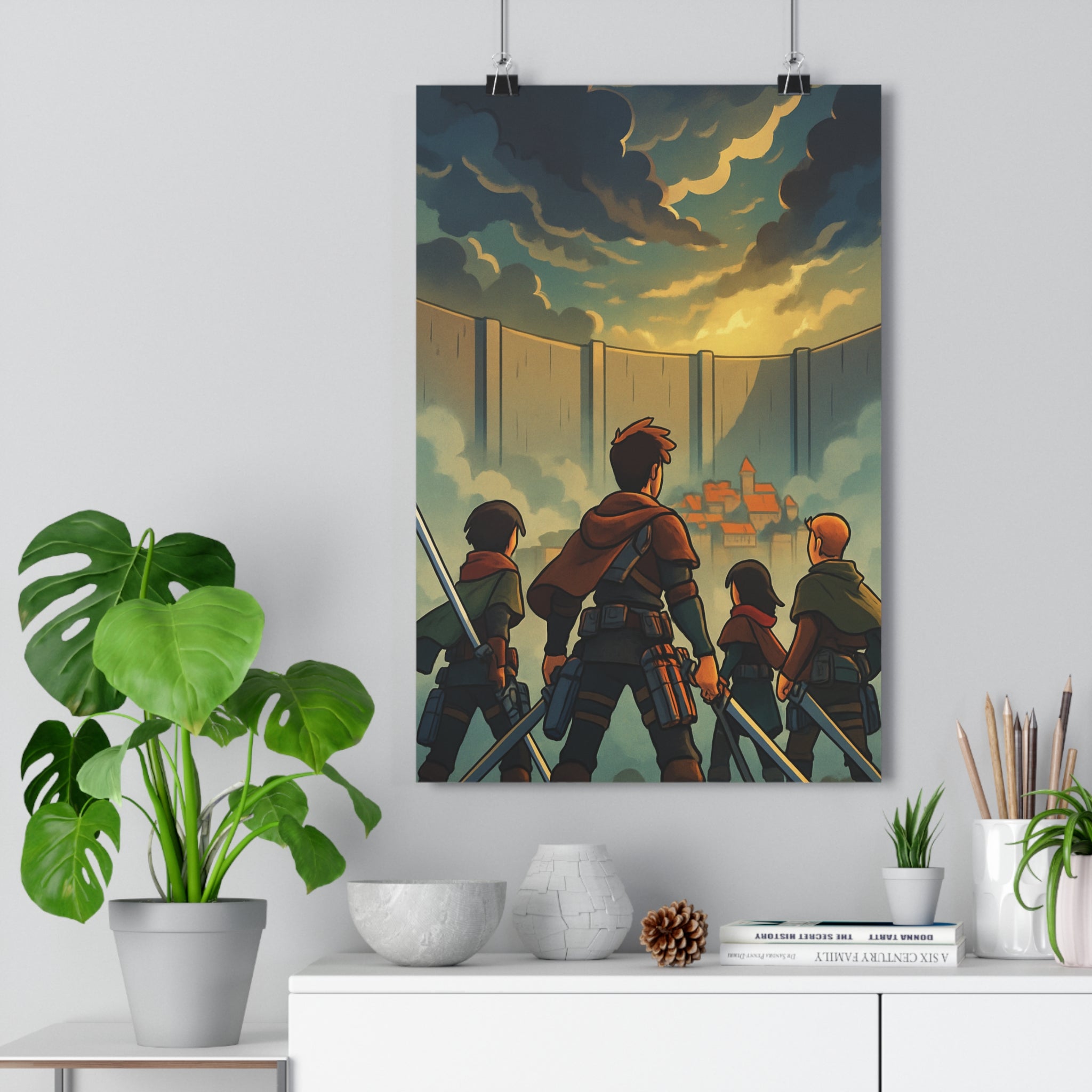 Poster décoratif épique dramatique sombre doré aventure anime héros combat salon mur qualité qualité