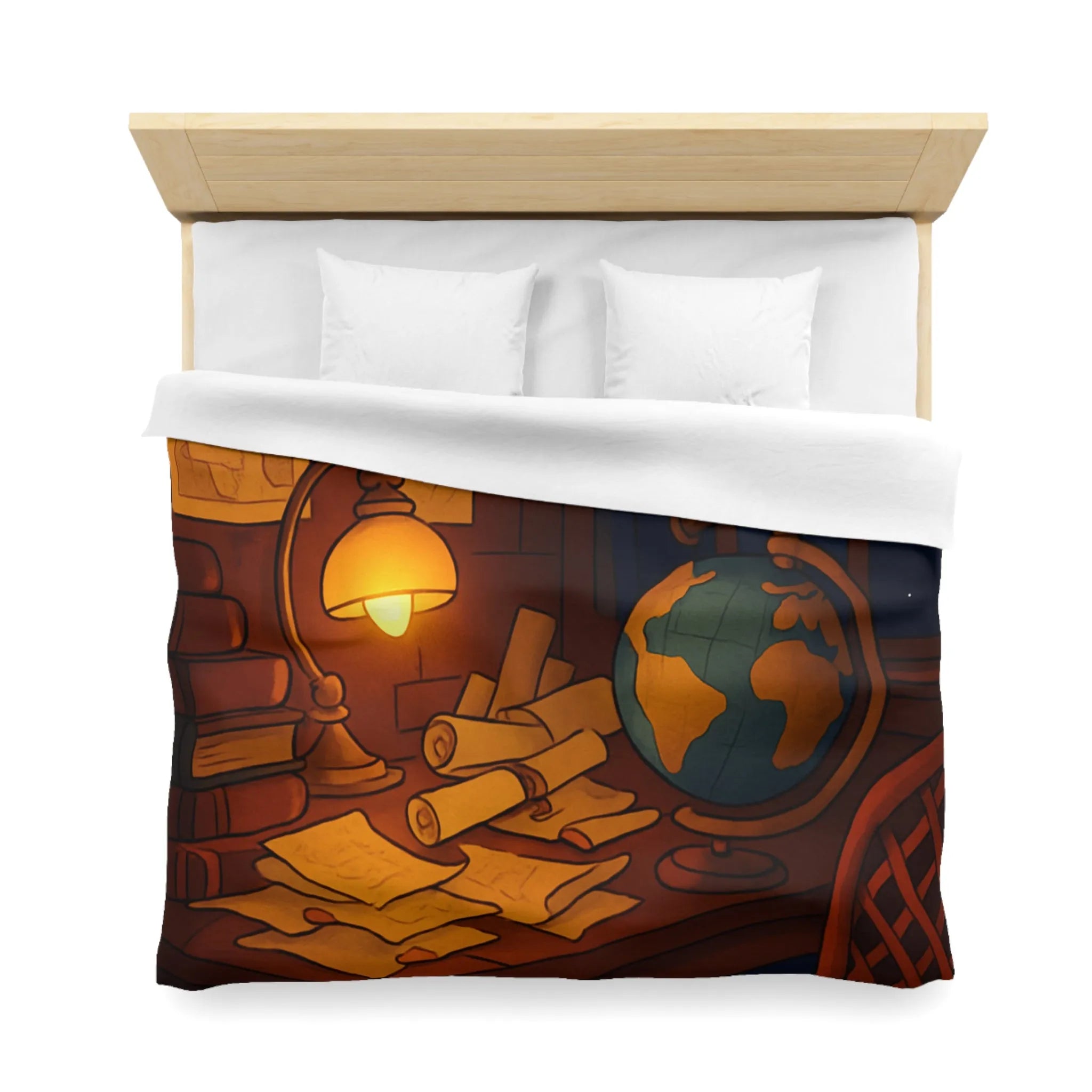Housse de Couette Astronomie Vintage avec Chat et Globe Terrestre pour Chambre Apaisante
