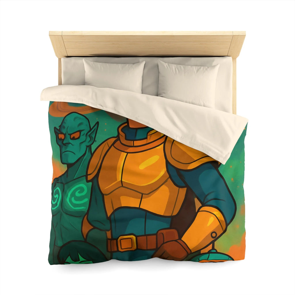 Housse de Couette Design Futuriste avec Héros de l'Espace et Planète Saturne