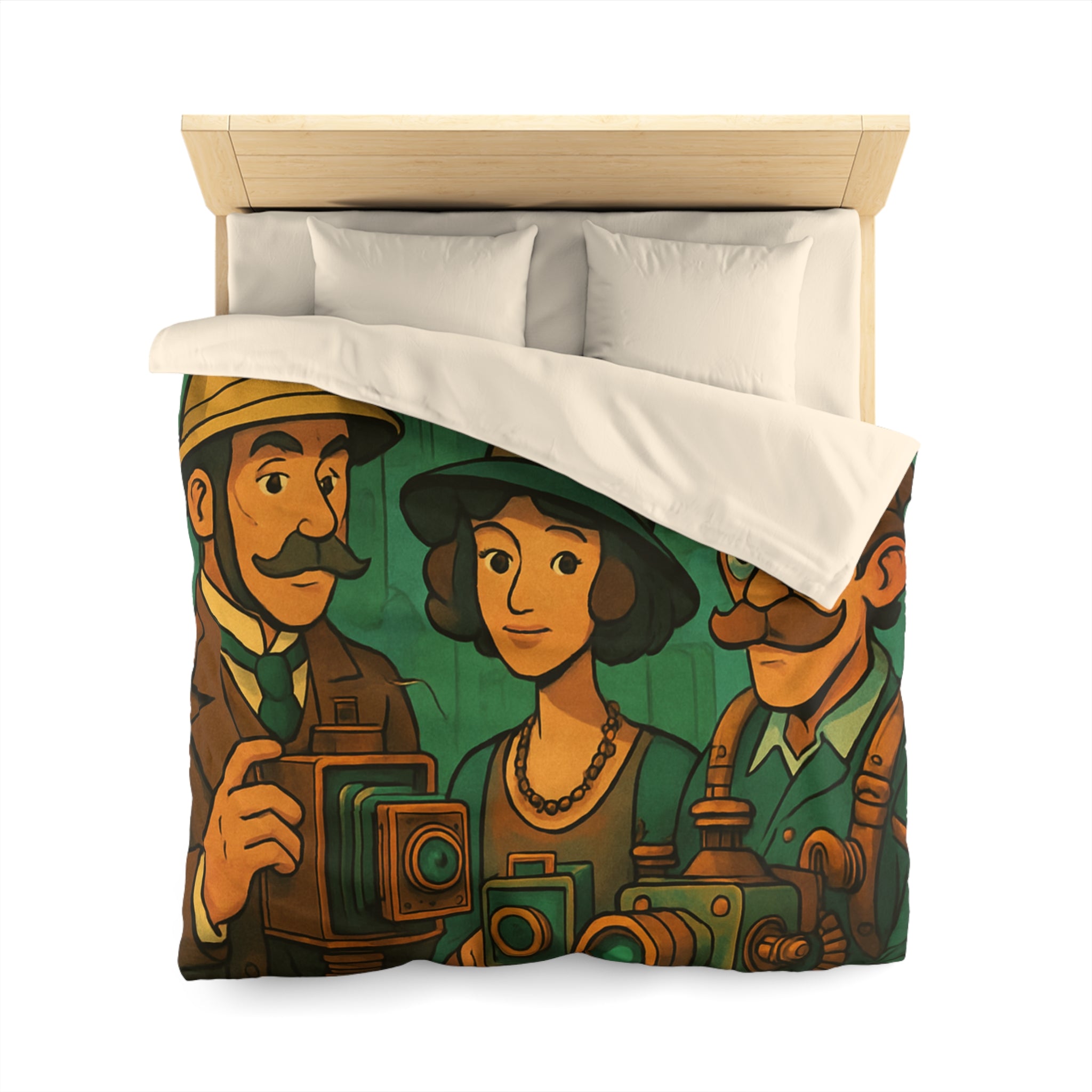 Vintage Steampunk Photographers Illustrating Historic Adventure with Unique Retro Cameras Design