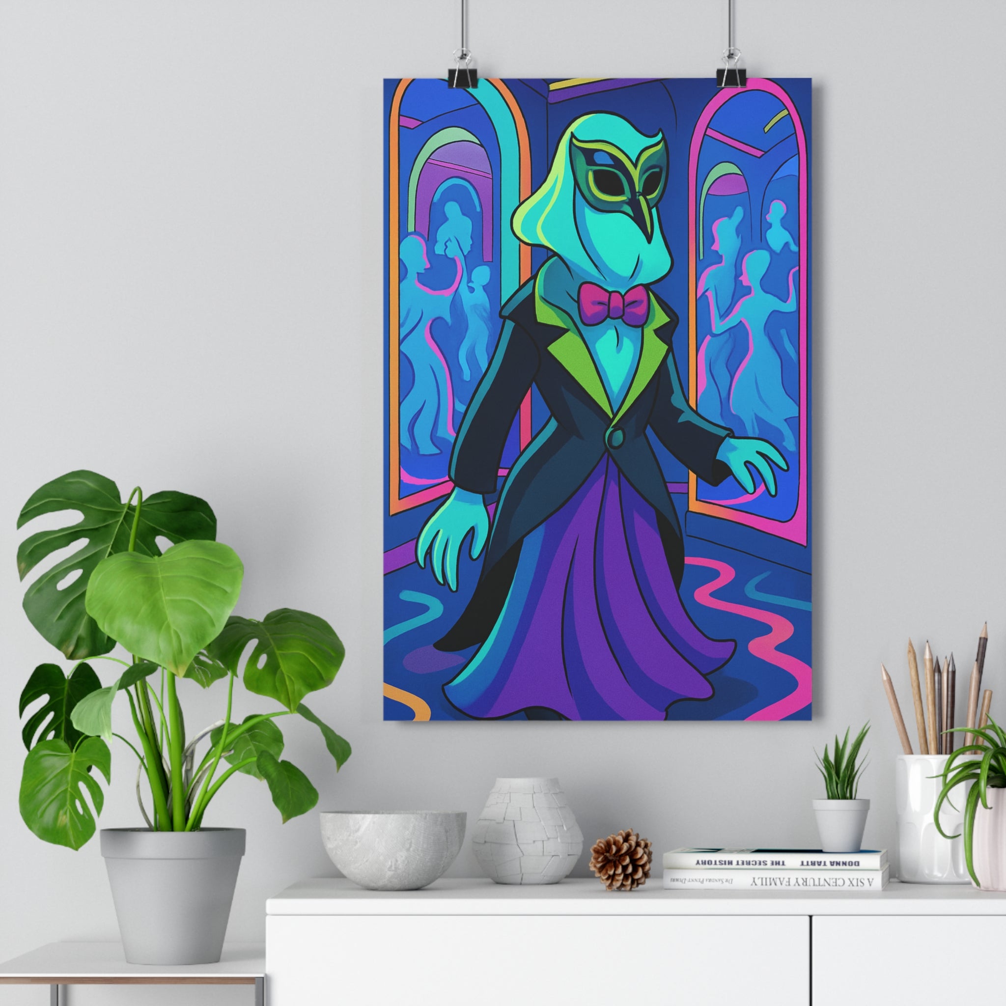 Poster décoratif éthérée mystérieux violet noir rose salon moderne captivant ambiance unique fascinant élégant