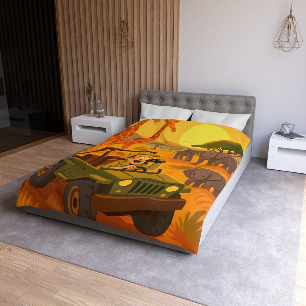 Housse de Couette Safari avec Animaux et Paysage Africain pour Chambre Enfant Aventure