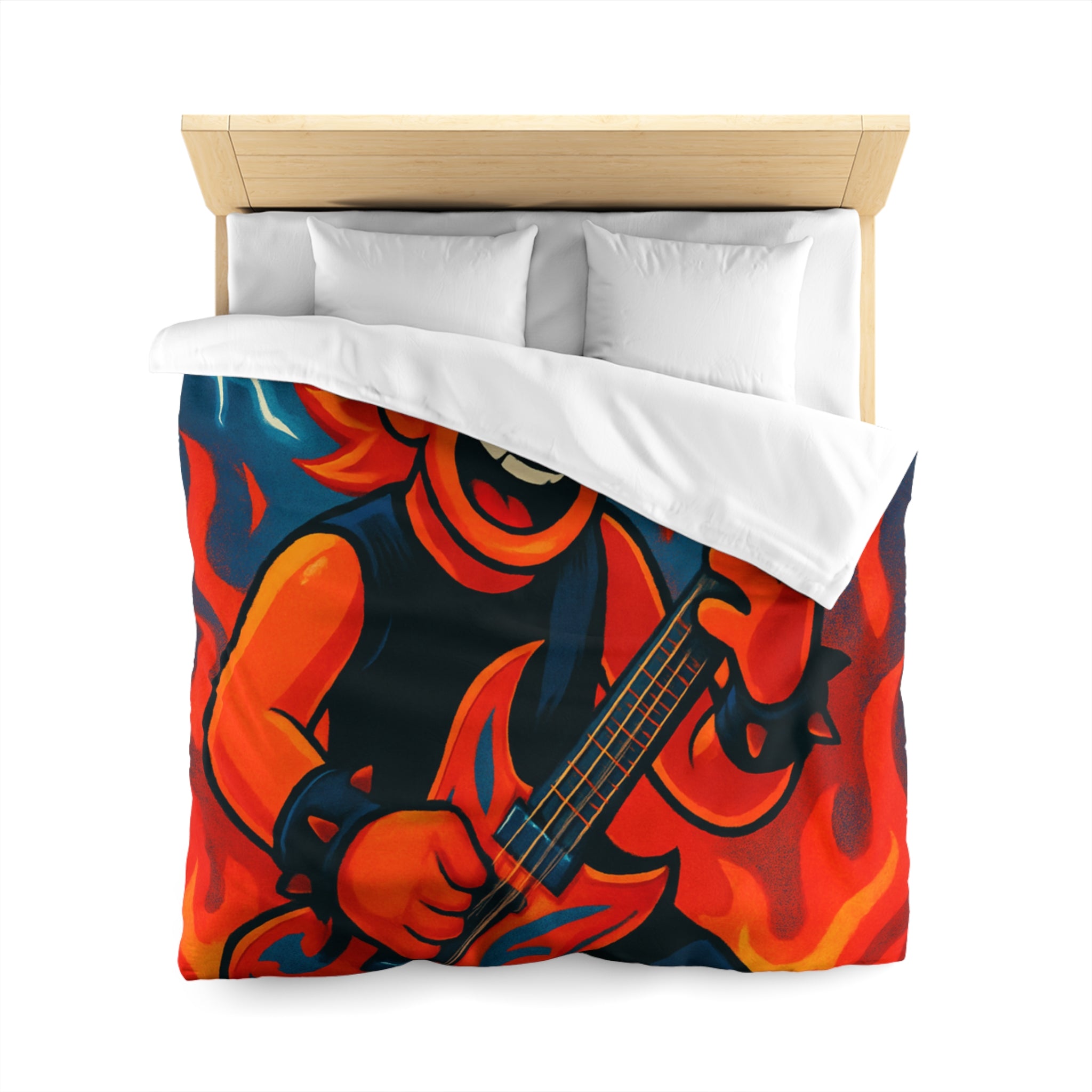 Housse de couette rock flamboyant avec guitare et éclairs pour déco vibrante