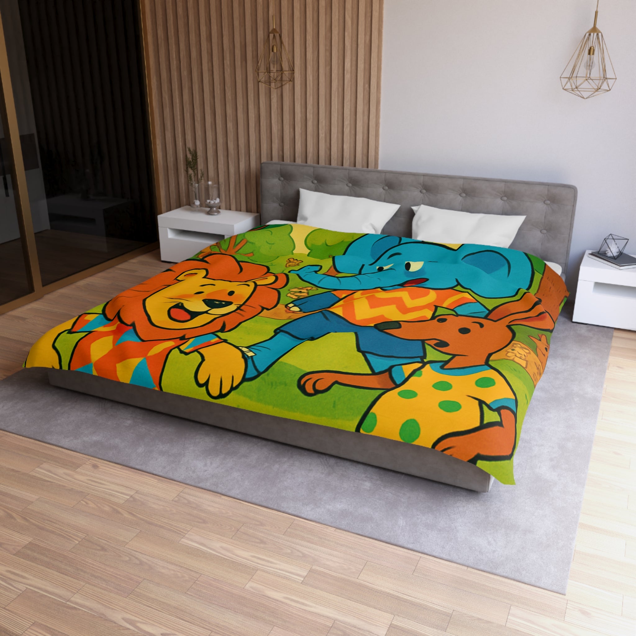 Housse de Couette Microfibre Motif Créatif Original Style Contemporain Chambre Élégante