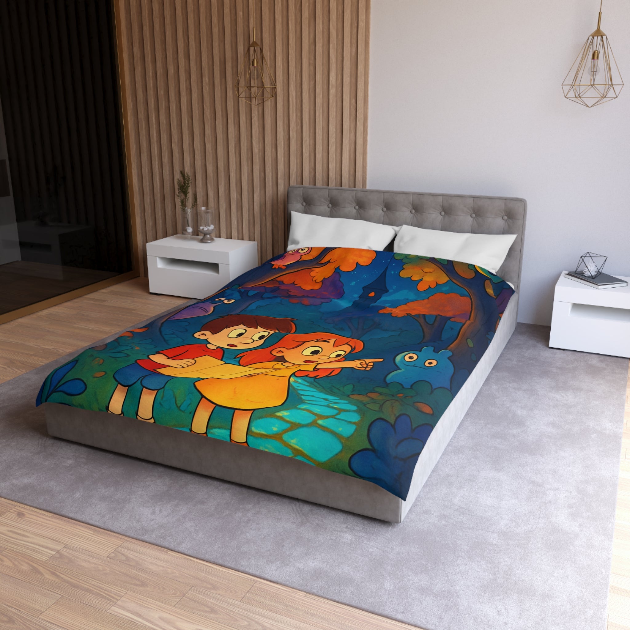 Housse de Couette Microfibre Illustration Unique Design Moderne Décoration Intérieure Raffinée