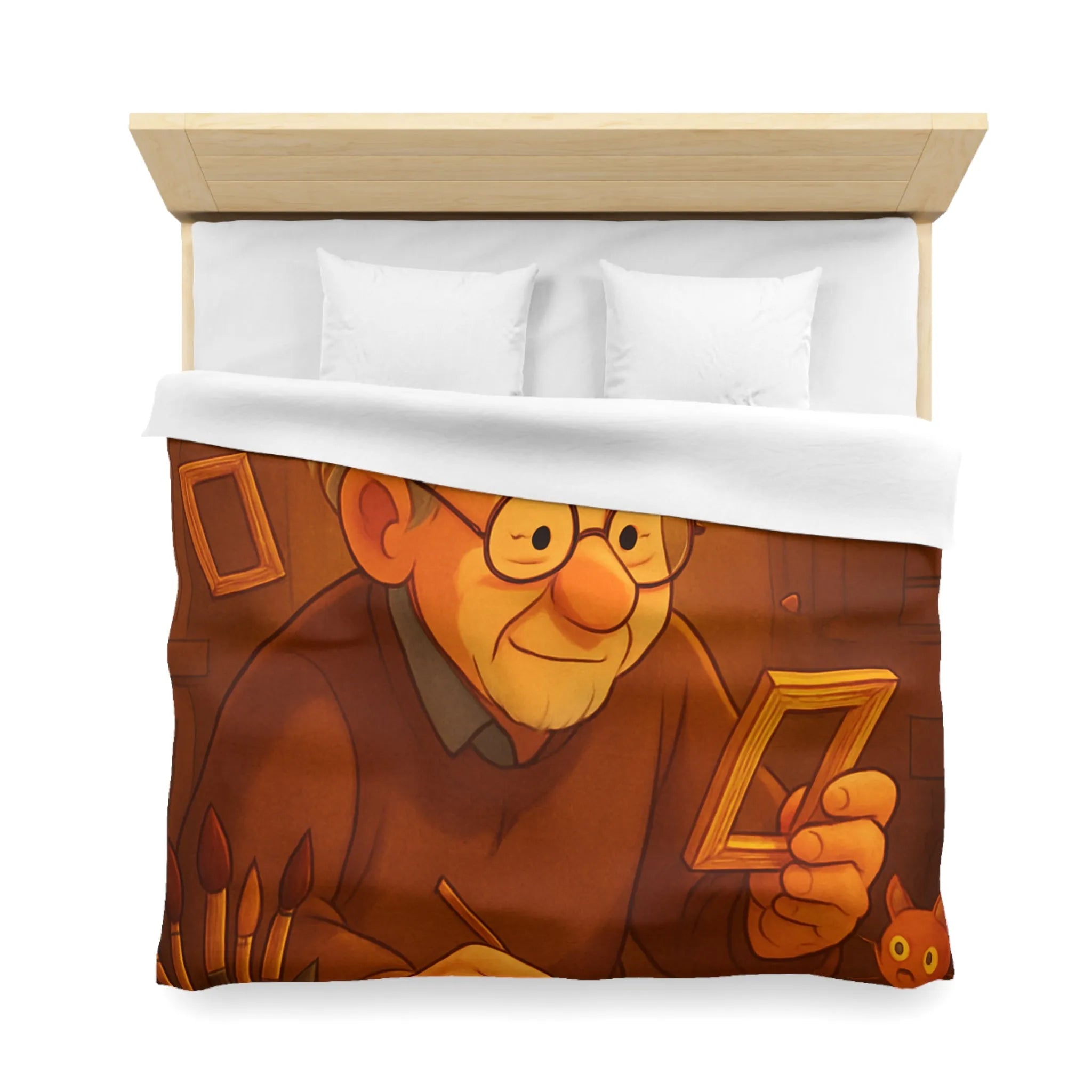 Housse de Couette Illustrée avec Artiste Peignant dans Atelier Enveloppant et Charmant