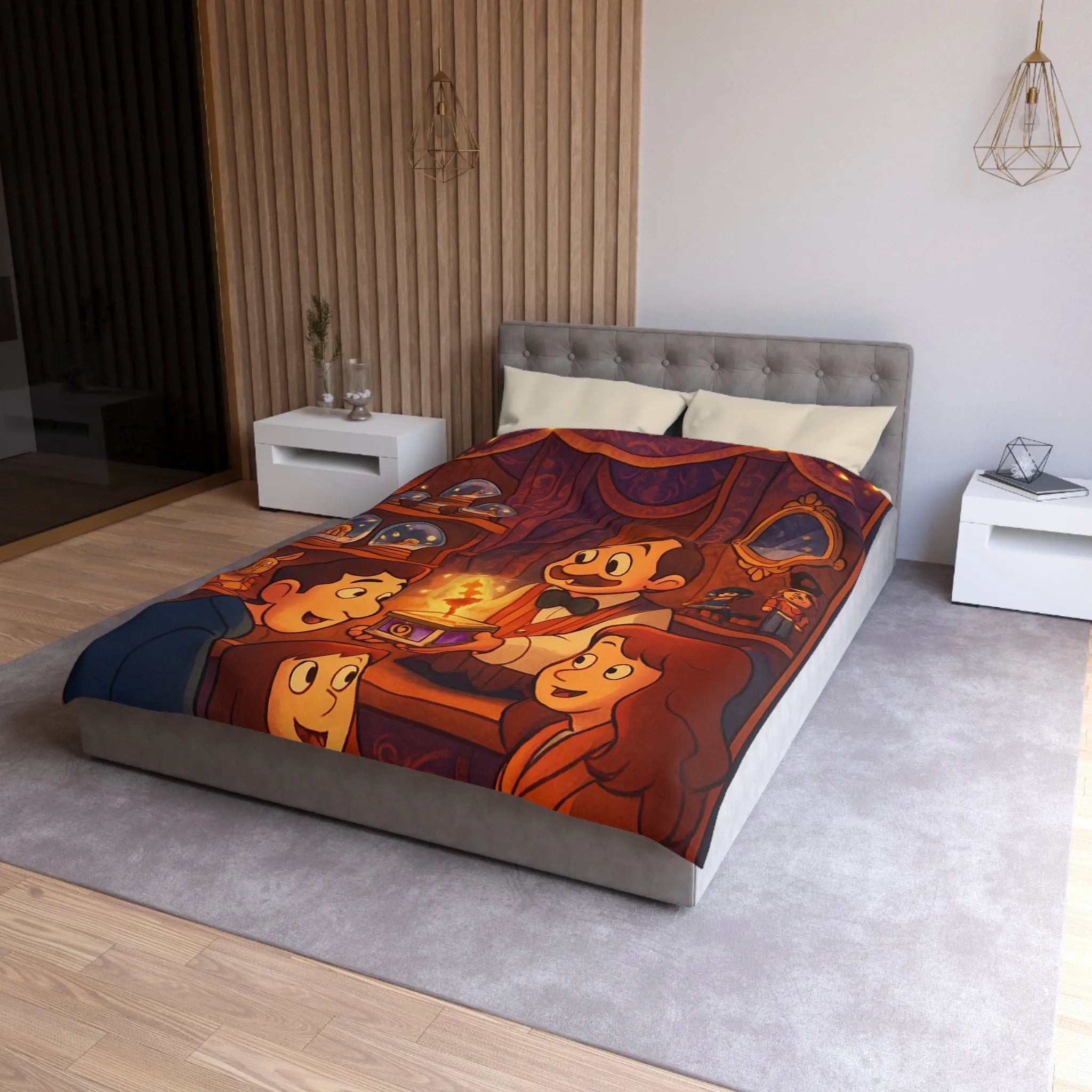 Housse de Couette Microfibre Art Graphique Contemporain Style Décoratif Chambre Tendance