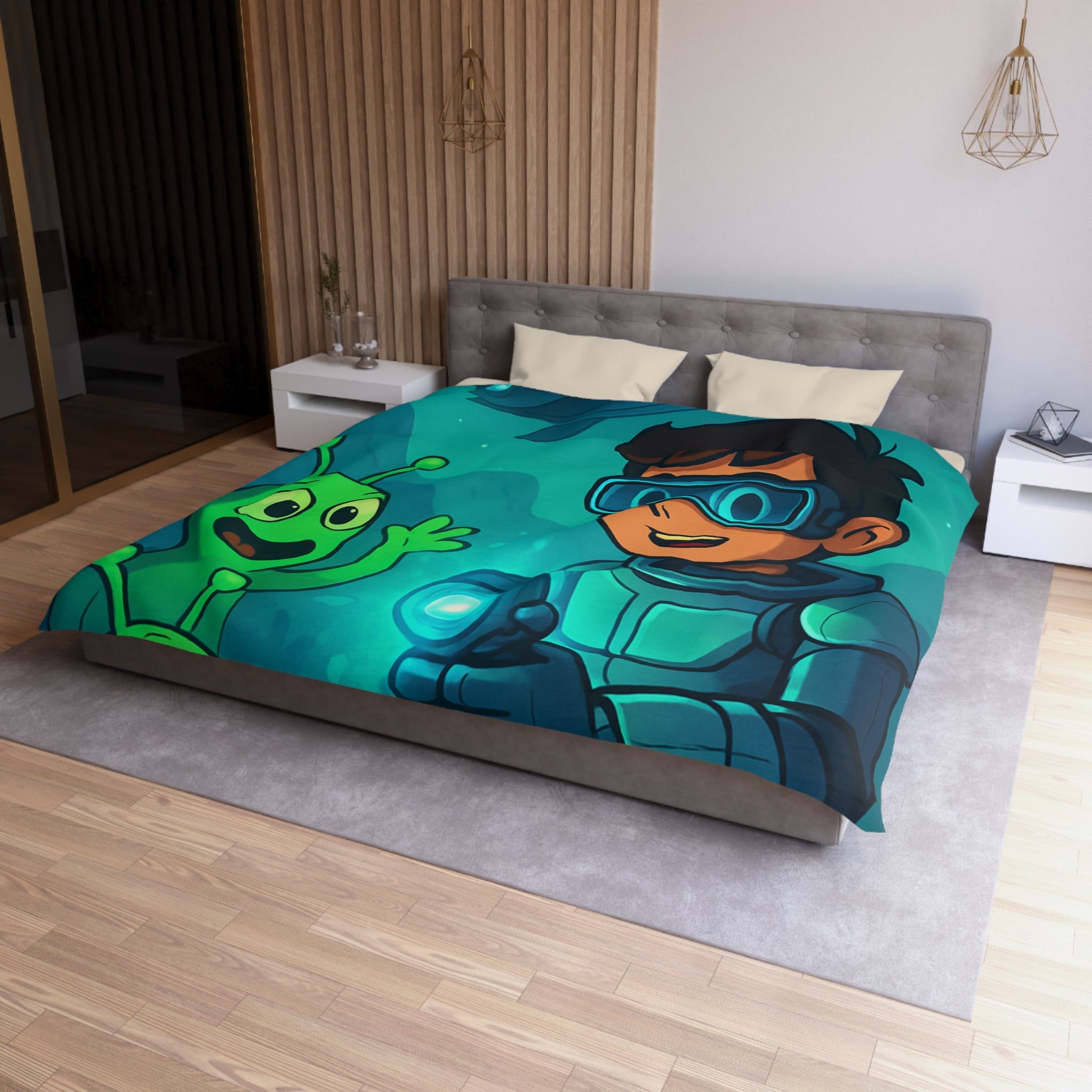 Housse de Couette Microfibre Design Artistique Moderne Décoration Chambre Confort Premium