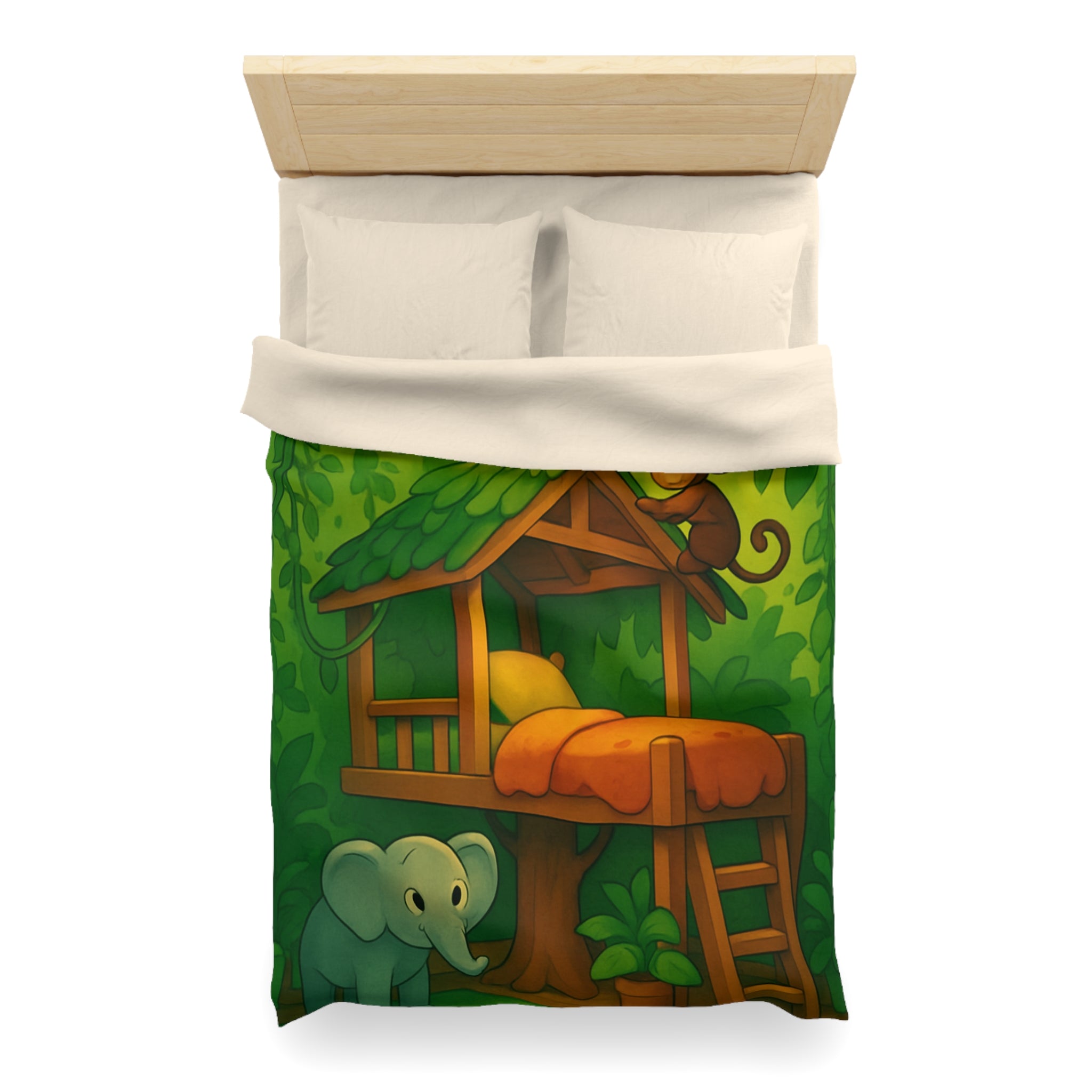 Jolie housse de couette avec animaux de la jungle pour chambre d'enfant colorée