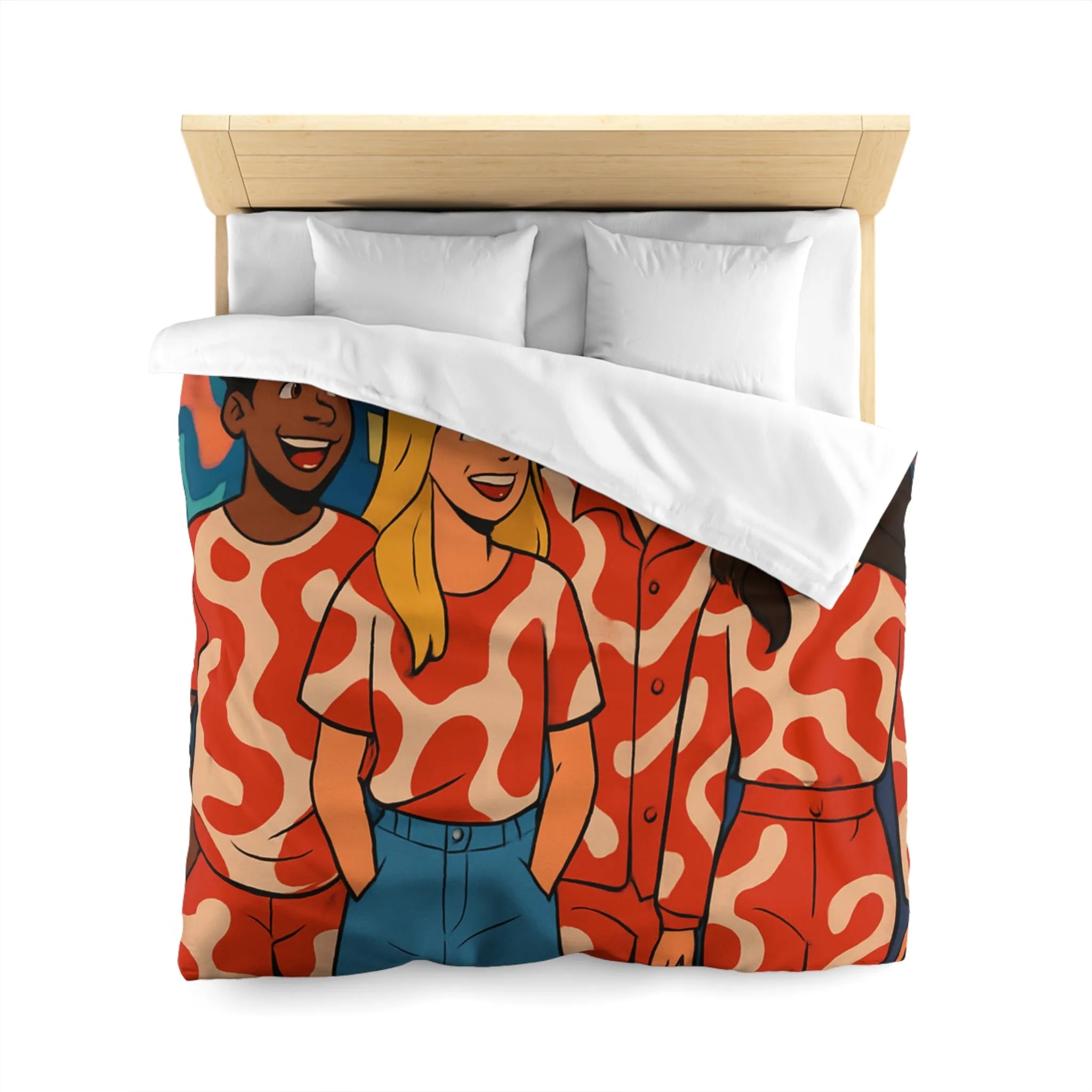 Housse de couette colorée avec design graphique enroulant style moderne pour chambre urbaine