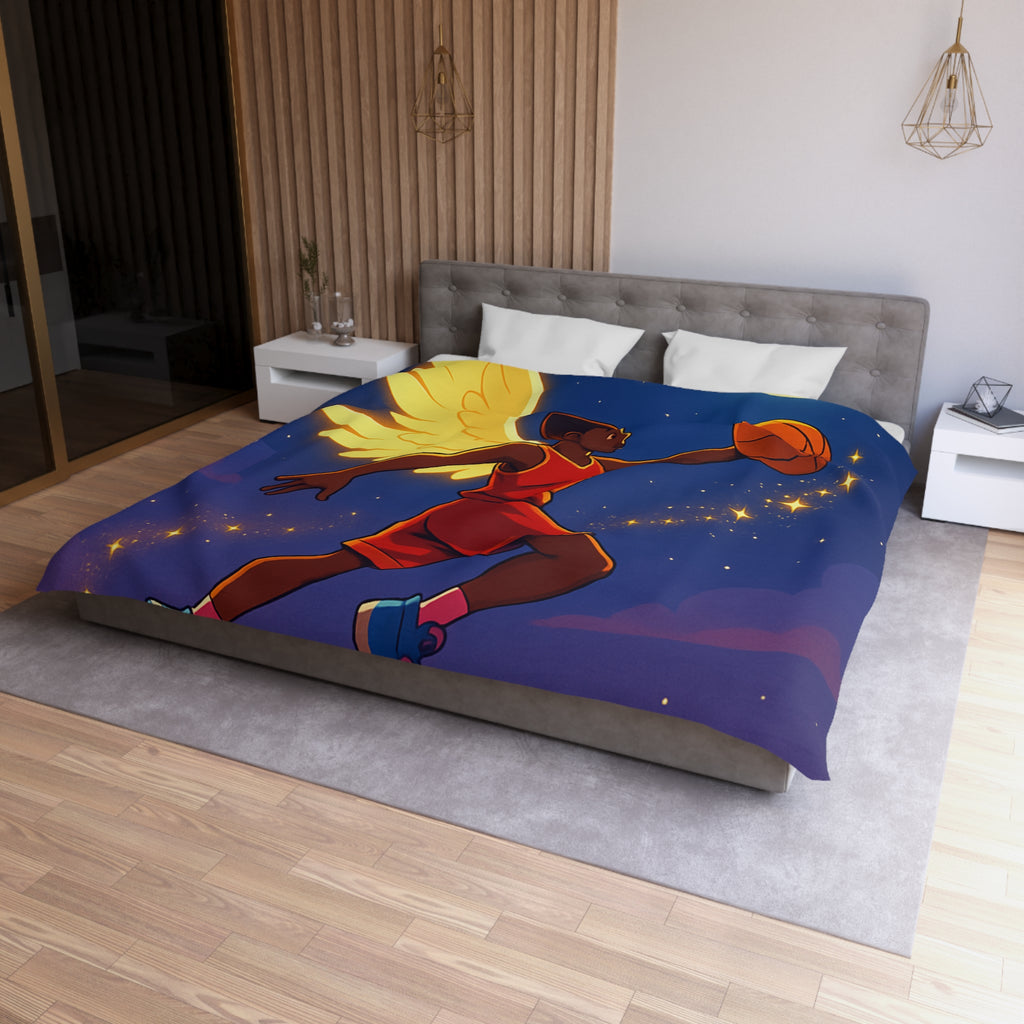 Housse de Couette Unique Baskets d'Ange Volant au Clair de Lune Étoilé