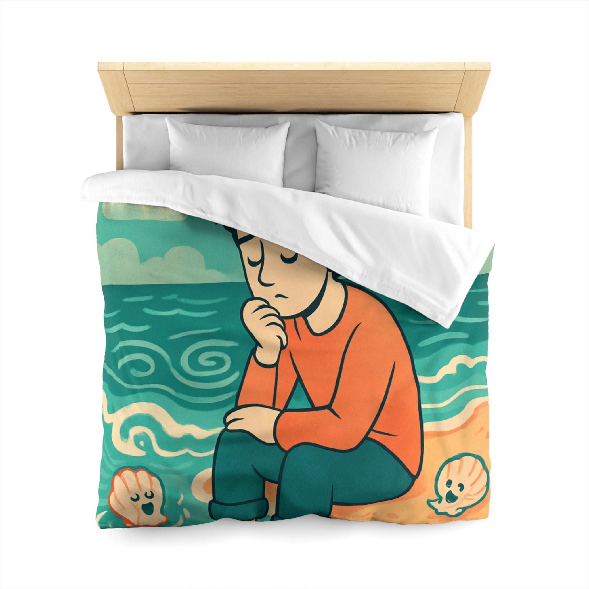 Confort Ludique : Housse de Couette Enfant Mer Océan Coquillage et Livres Volants