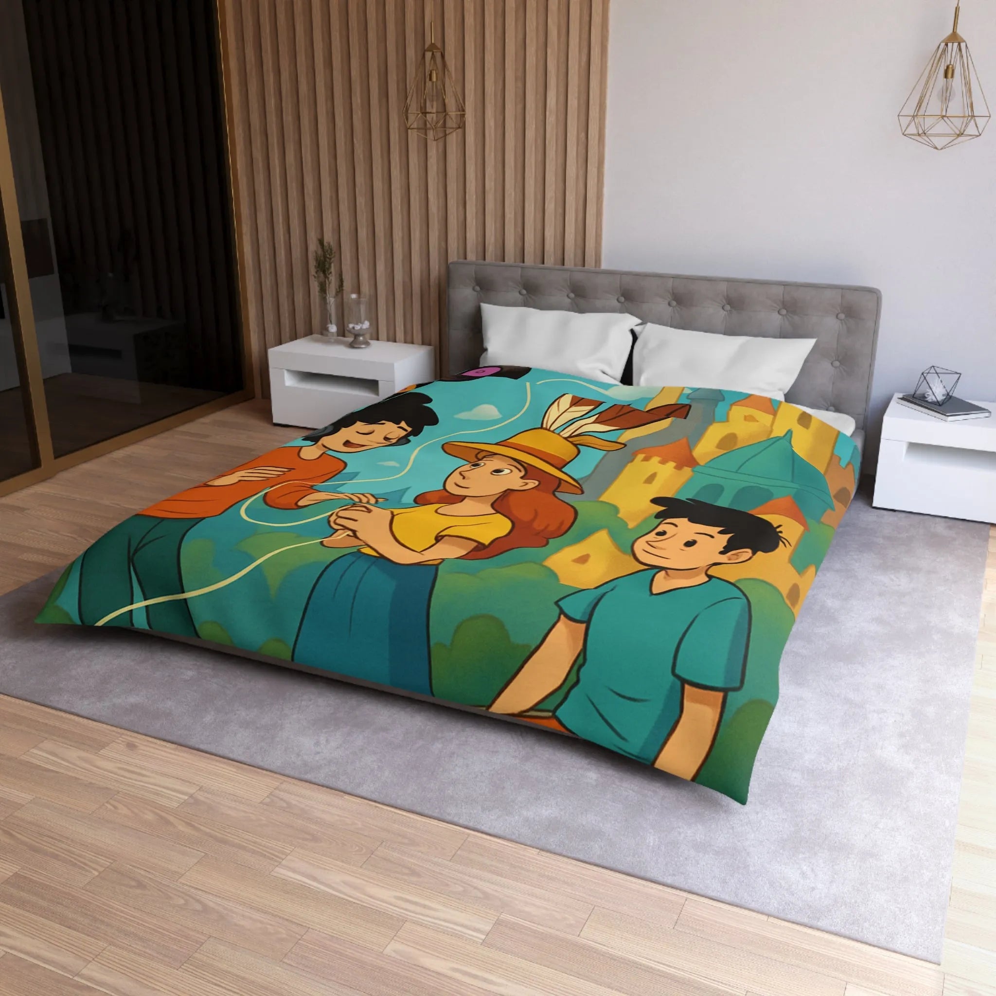 Contes Enchantés: Douce Mélodie et Château Coloré sur Housse de Couette Enfant