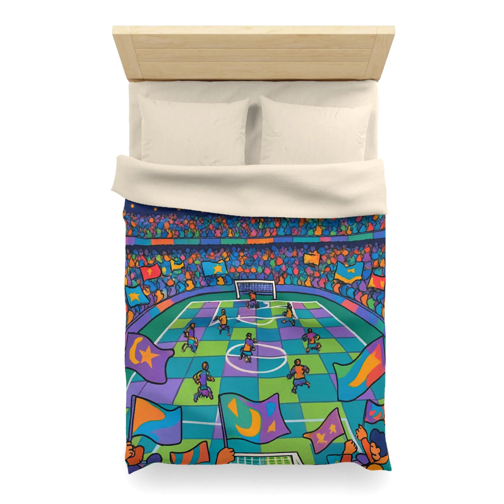 Housse de couette colorée avec motif de stade de football sous ciel étoilé