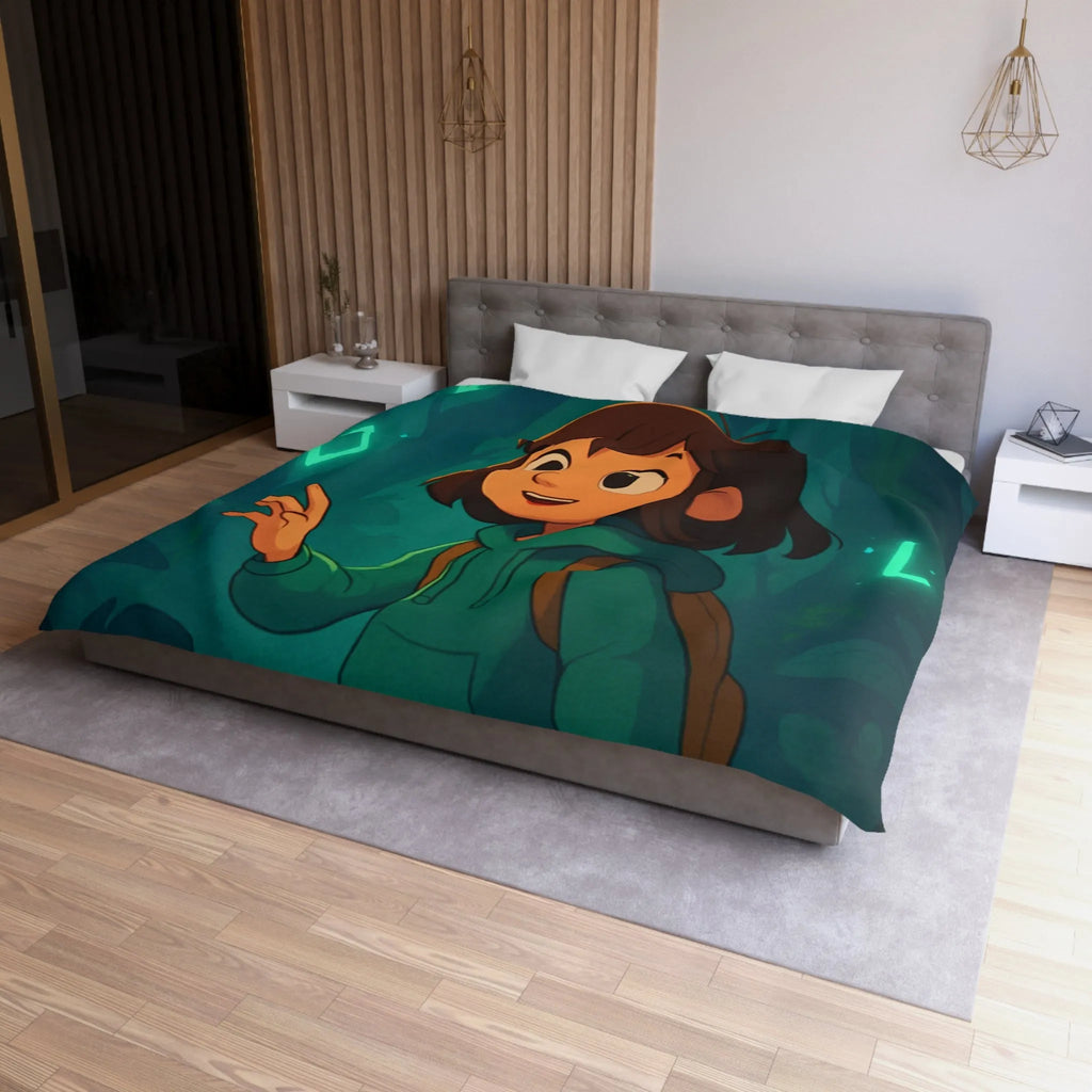 Housse de couette enfant avec motifs magiques et mystiques en forêt enchantée sombre