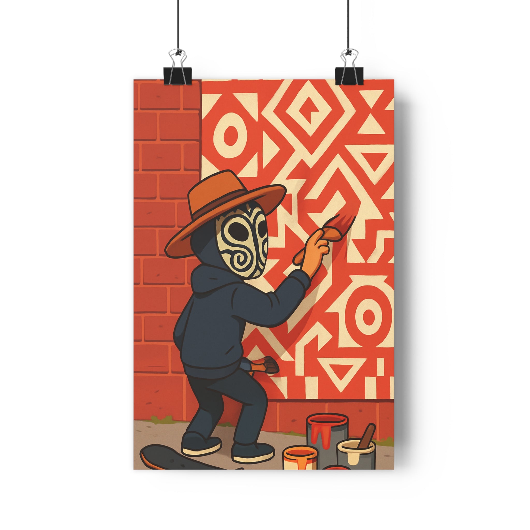 Poster décoratif streetwear rouge blanc urbain dynamique moderne artistique mural chambre salon unique skateboard