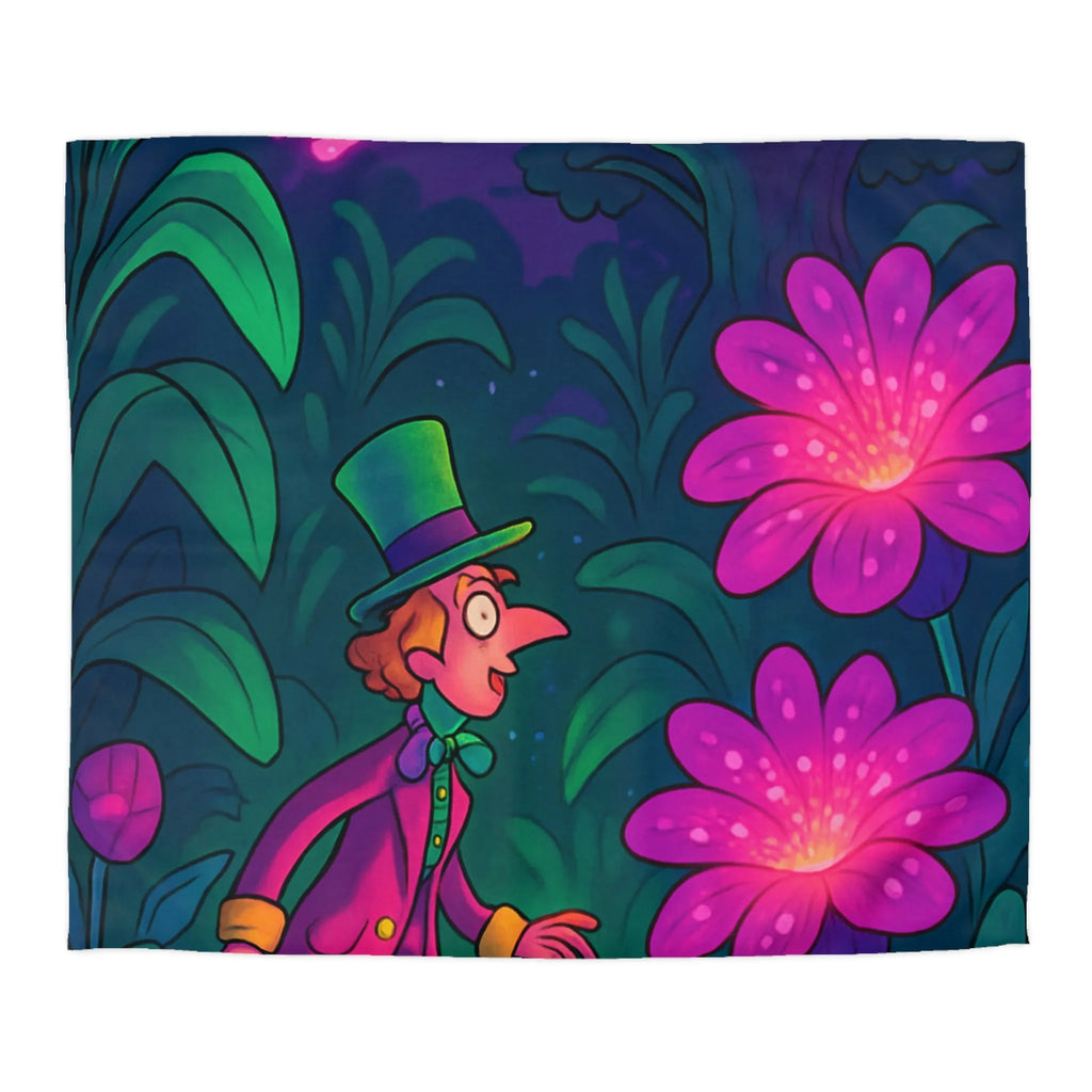 Enchantement féerique : Housse de couette avec paysage nocturne et personnage mystérieux