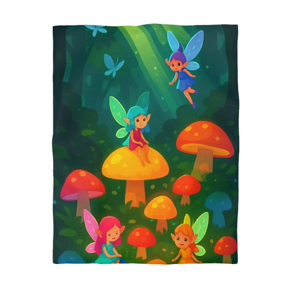 Enchantez Votre Chambre avec Housse de Couette Fées Colorées et Champignons Magiques