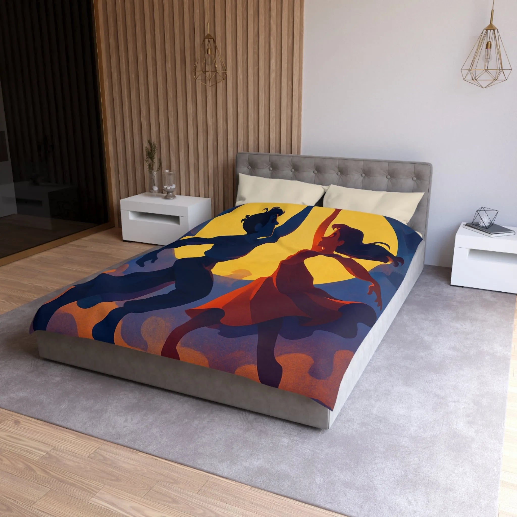 Envoûtante danse romantique sous une pleine lune lumineuse pour votre chambre élégante