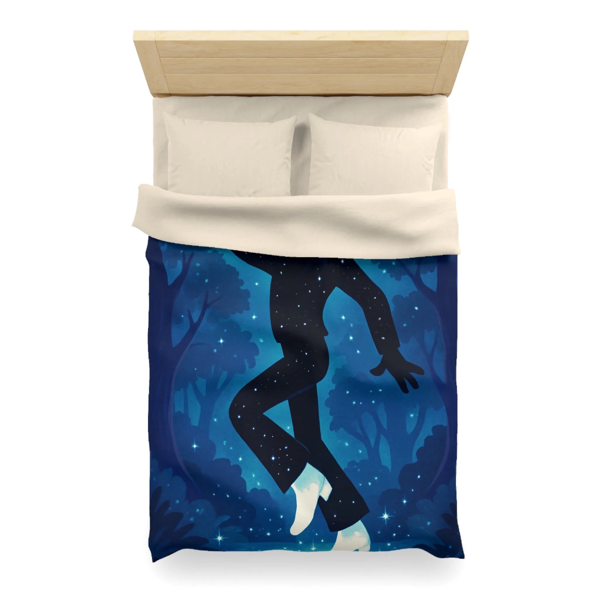 Housse de couette ambiance nocturne silhouette dansante avec pleine lune et étoiles