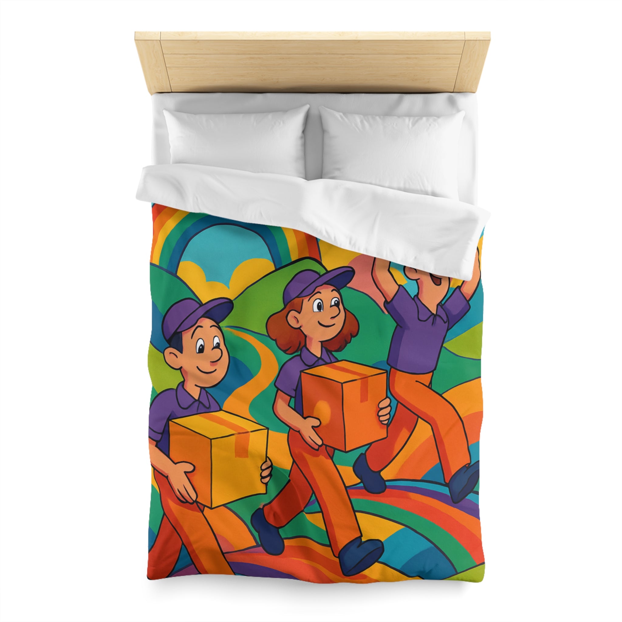 Housse de Couette Microfibre Design Artistique Moderne Décoration Chambre Confort Premium