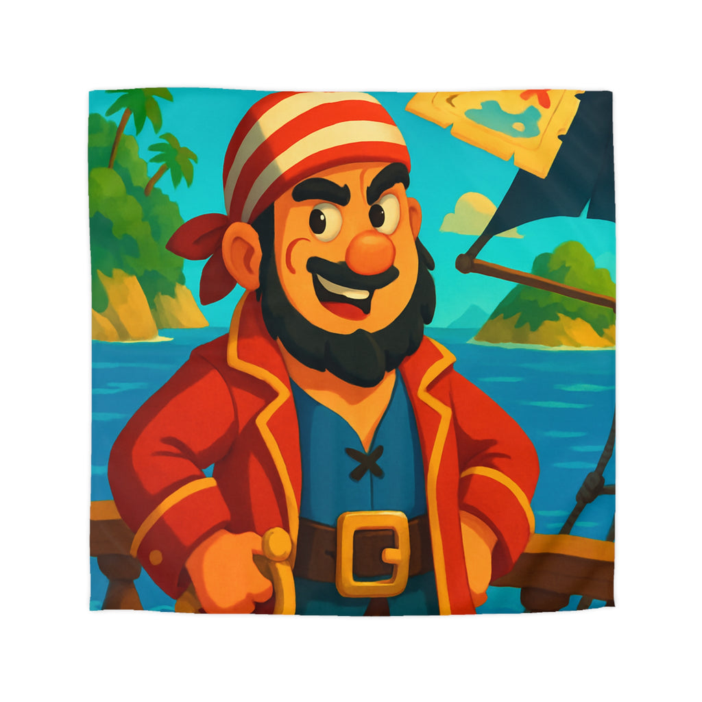 Housse de couette pirate joyeux avec carte au trésor et îles paradisiaques