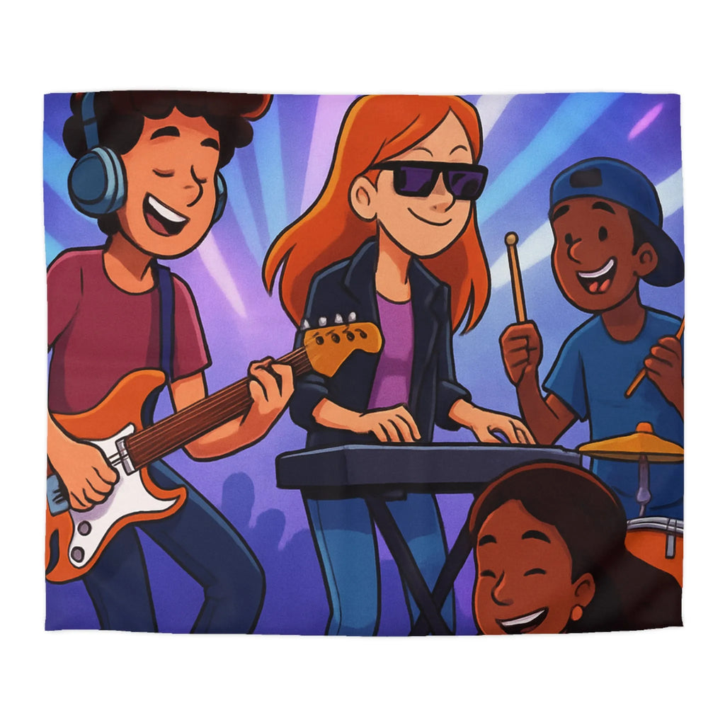 Ensemble musical animé pour housse de couette colorée et dynamique pour jeunes musiciens