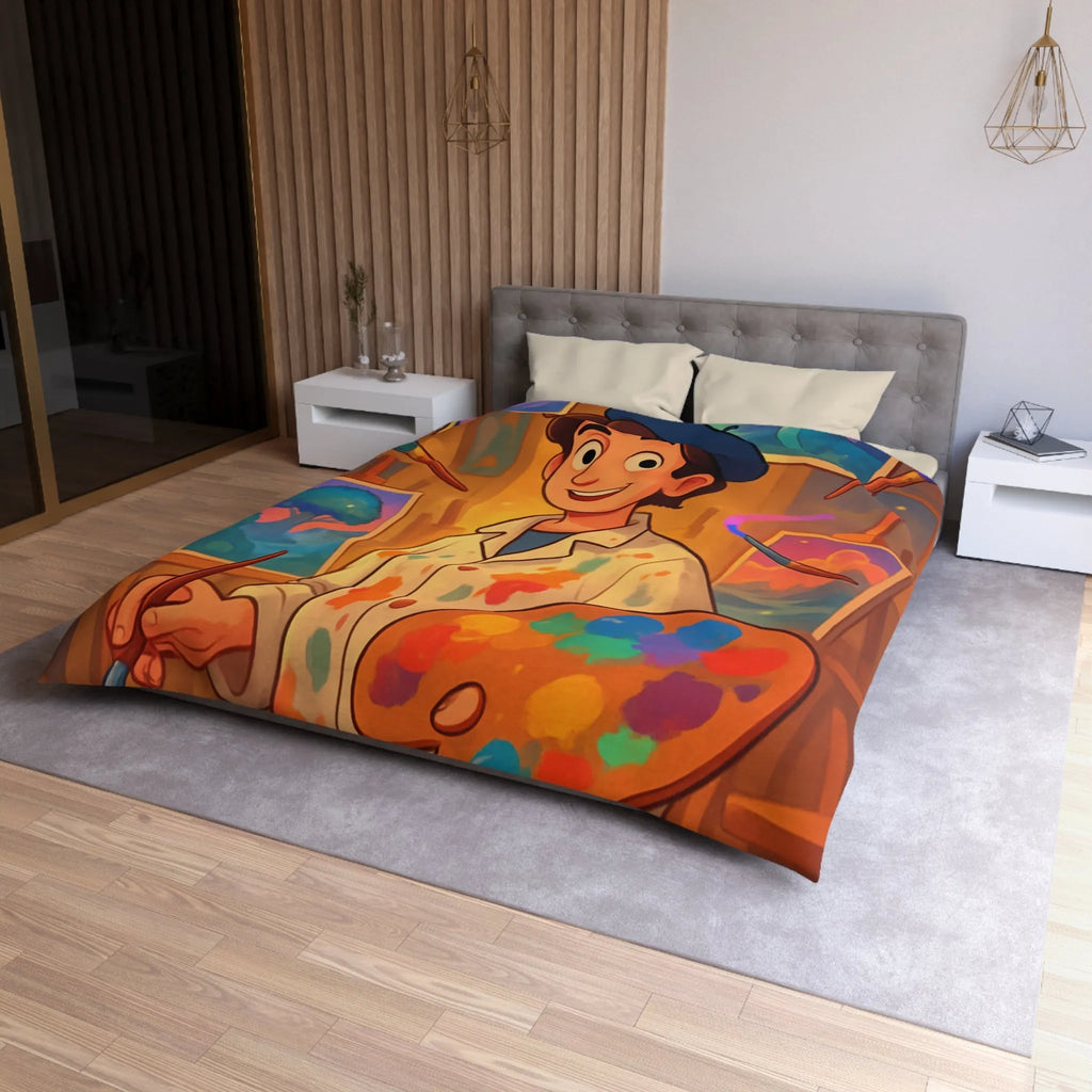 Housse de Couette Microfibre Art Graphique Contemporain Style Décoratif Chambre Tendance