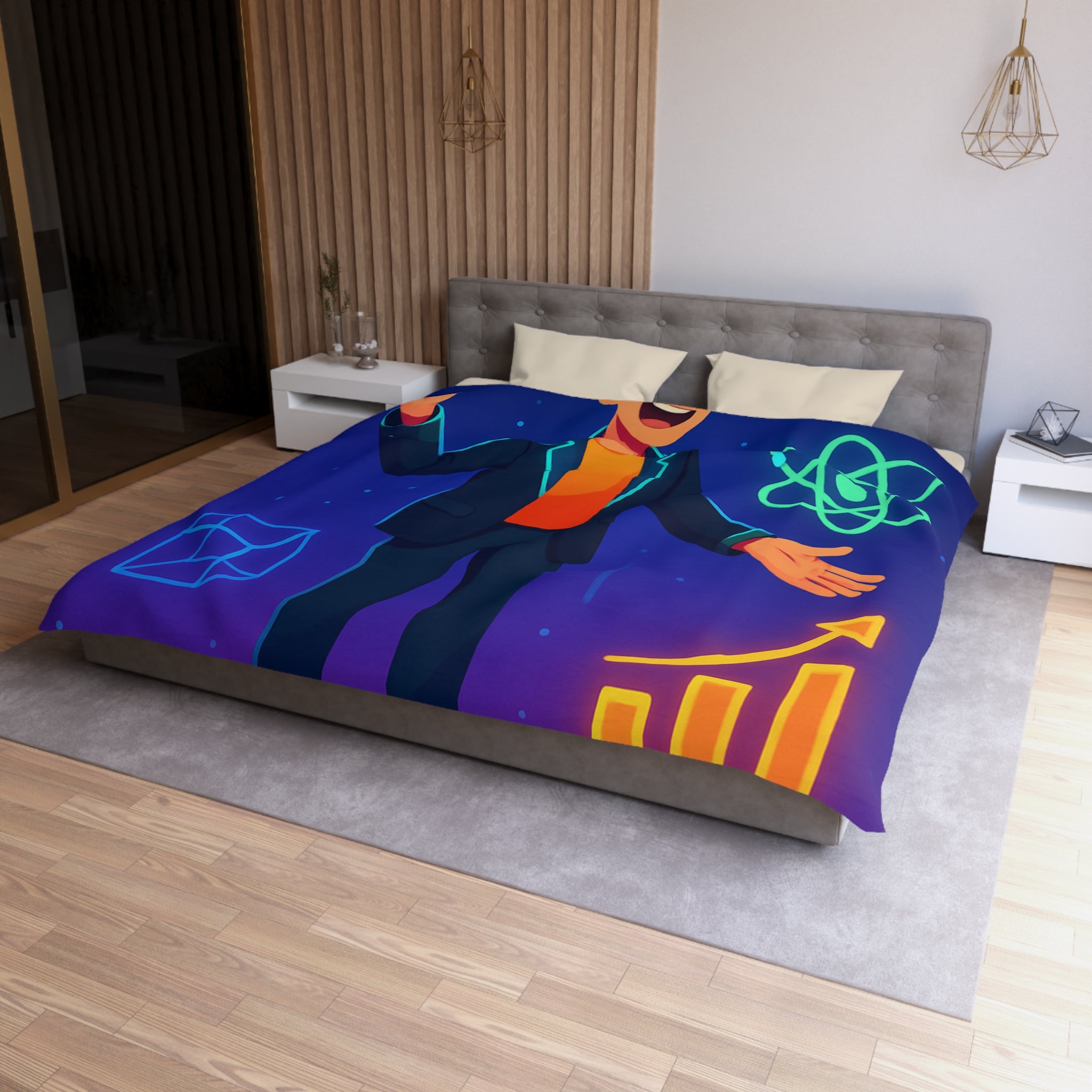 Housse de Couette Microfibre Motif Créatif Original Style Contemporain Chambre Élégante