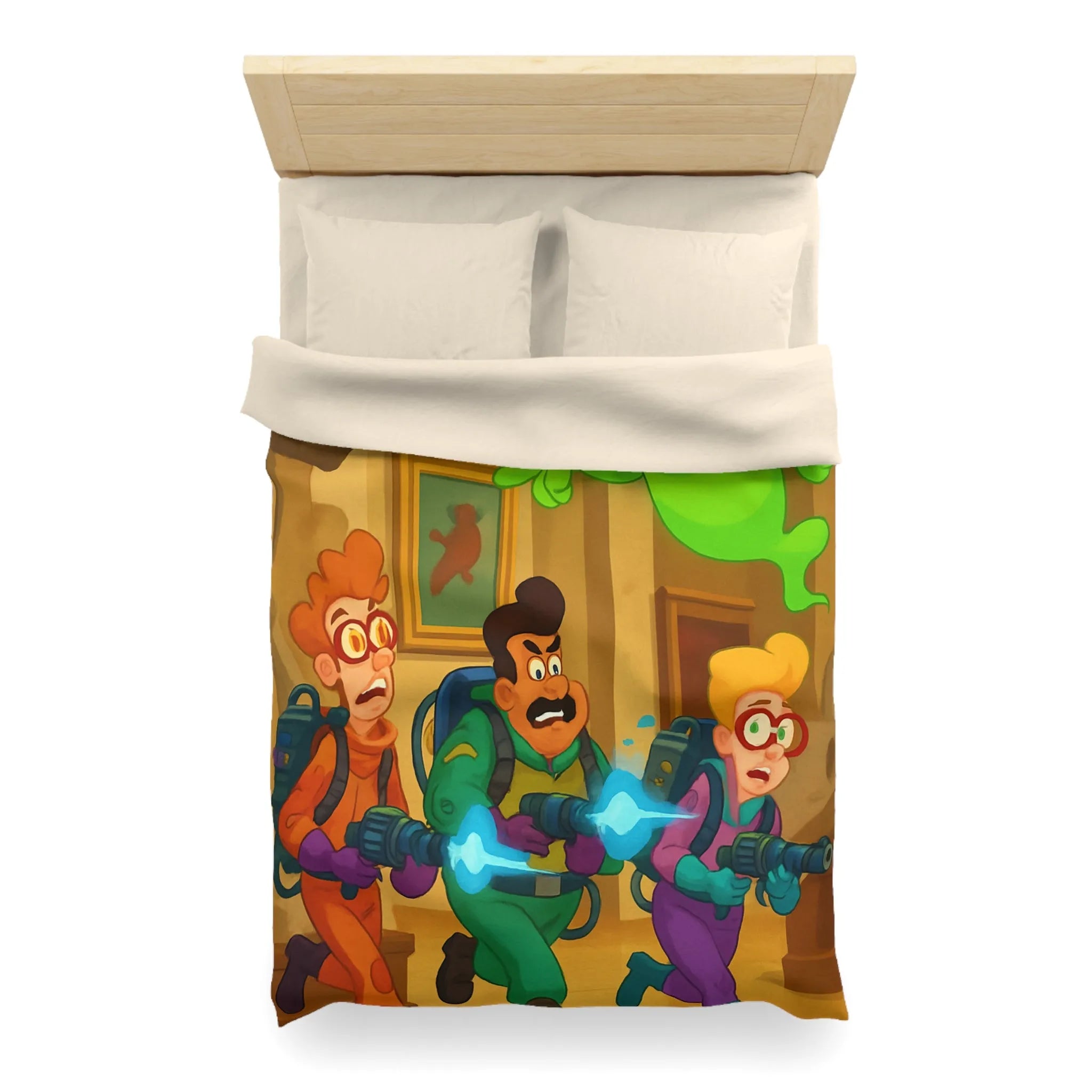 Housse de couette colorée avec chasseurs de fantômes et ambiance amusante de musée