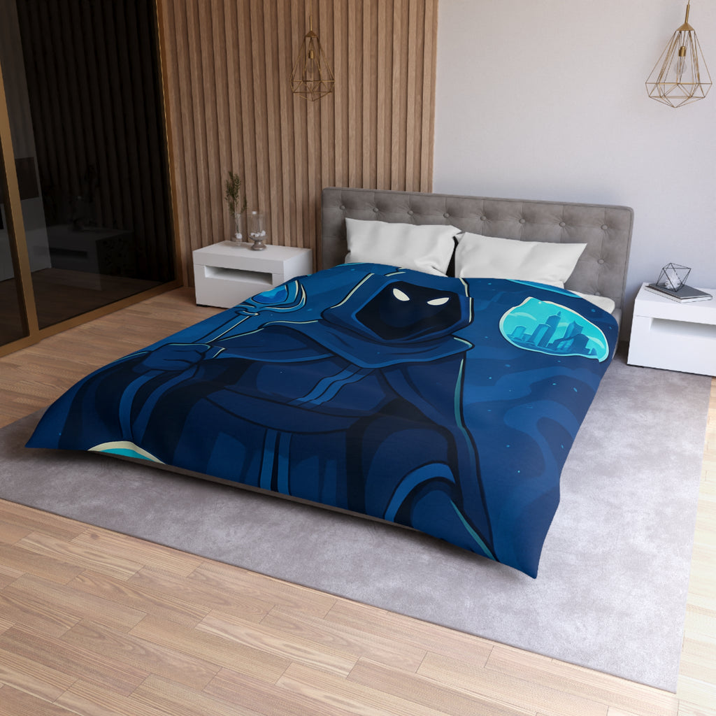 Housse de couette mystique avec sorcier et paysages fantastiques pour chambre à thème magique