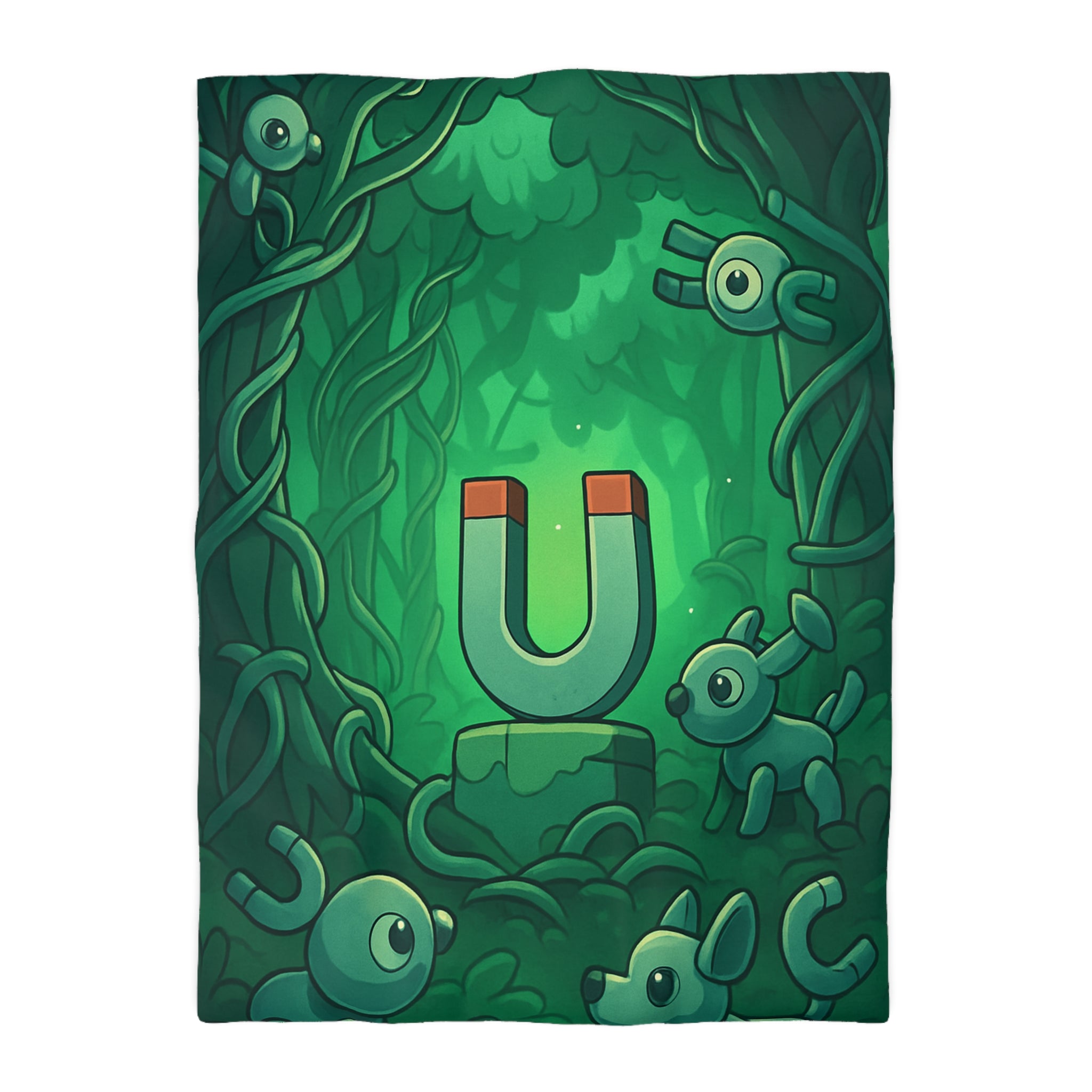 Housse de couette verte forêt magnétique animaux déco pour chambre enfants imaginative