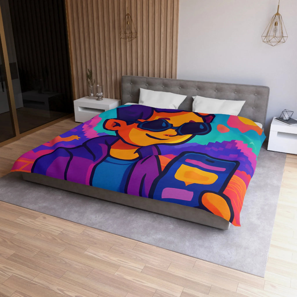 Housse de Couette Idéale pour Chambre Moderne avec Motifs Numériques Abstraits et Colorés