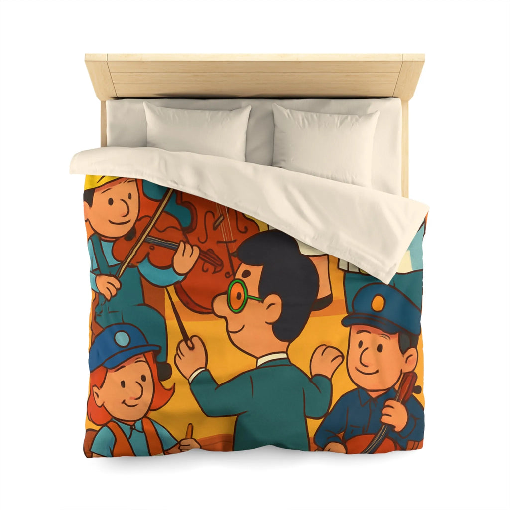 Housse de couette colorée avec illustrations de musiciens habillés en différentes professions