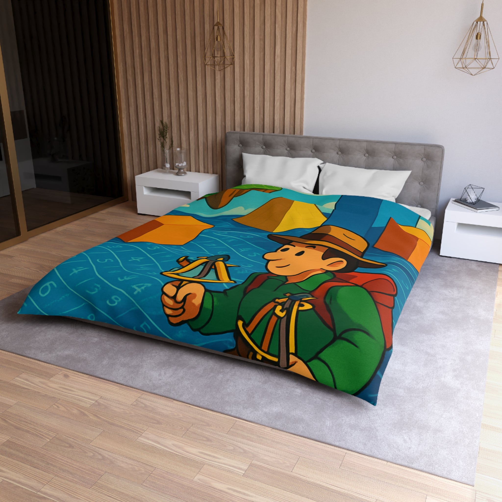 Housse de Couette Microfibre Motif Créatif Original Style Contemporain Chambre Élégante