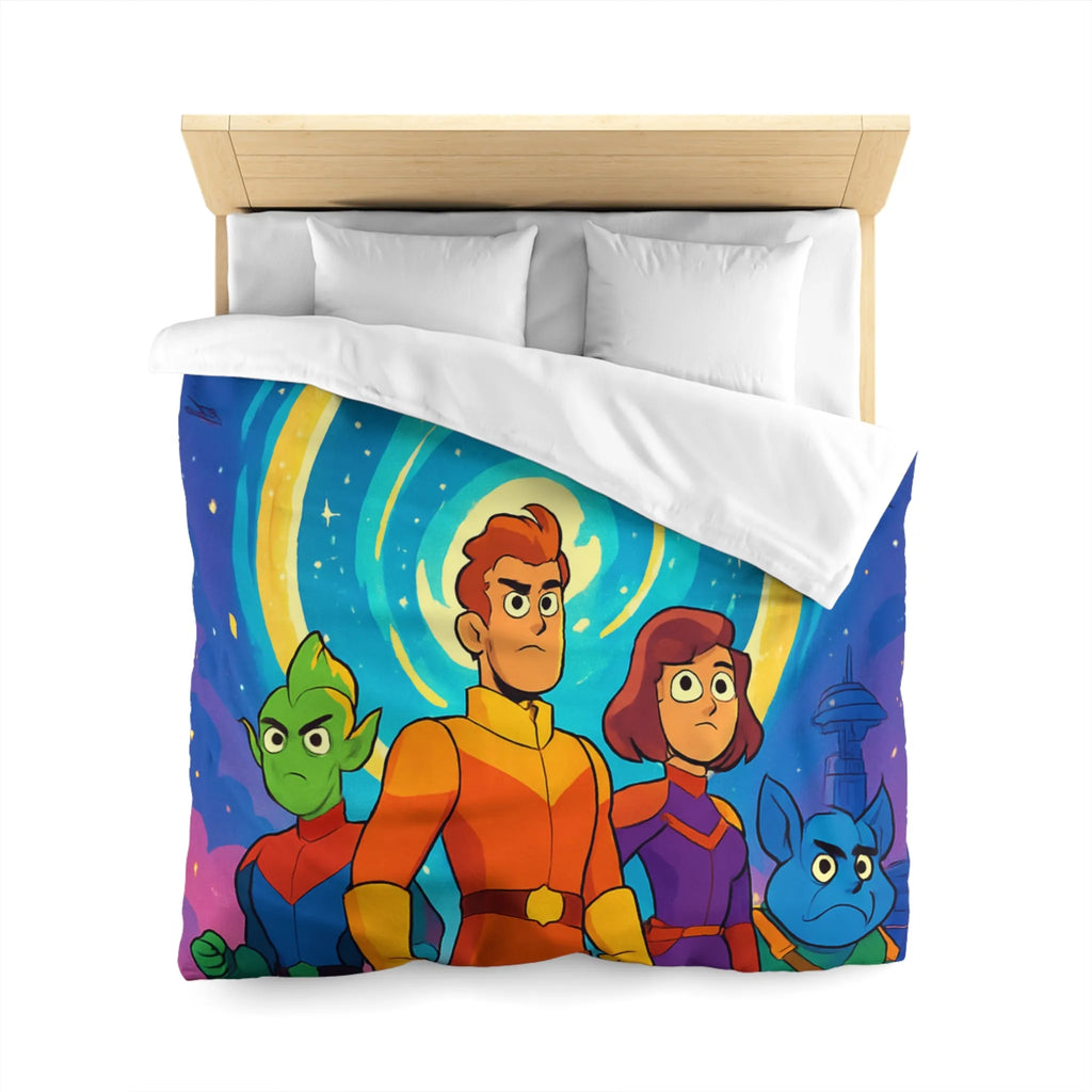 Housse de Couette Animée avec Héros Intergalactiques et Portail Éclairé pour Chambre Enfant