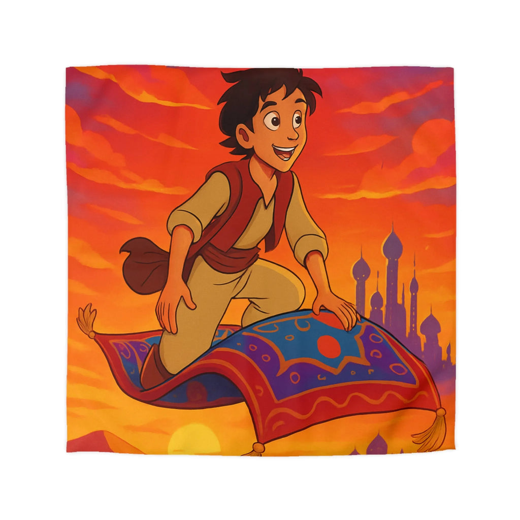 Housse de couette magique avec tapis flottant et ciel flamboyant oriental