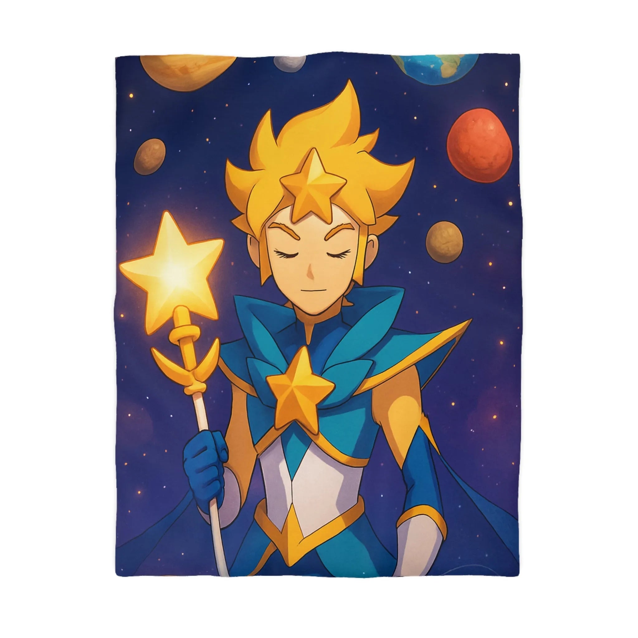 Housse de Couette Fantastique Enfant Personnage Étoilé Avec Planètes Environnantes