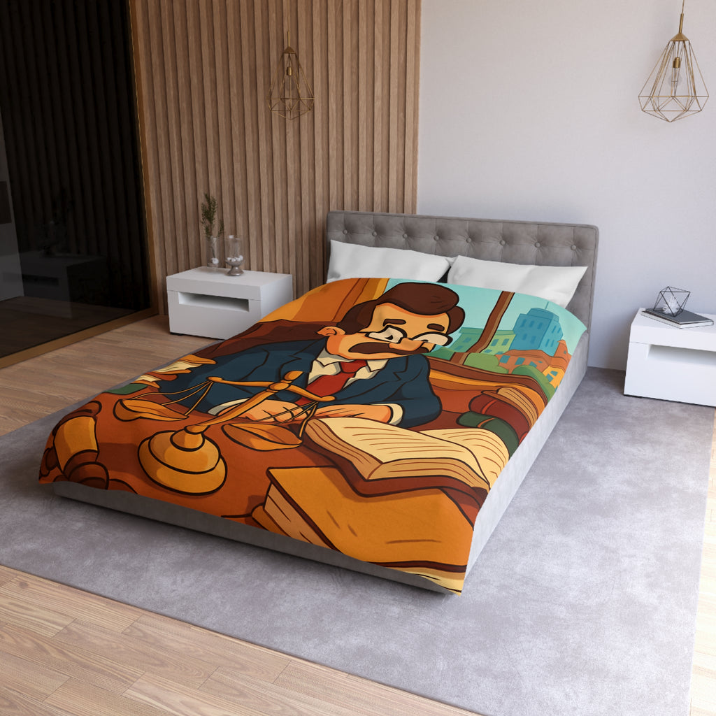 Housse de Couette Style Dessin Animé d'un Bureau d'Avocat avec Livres Colorés