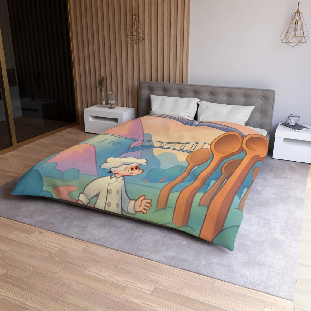 Housse de couette fantaisie chefs rêveurs et paysages de cuisine magiques pour enfants